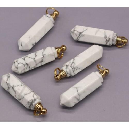 Natural Semi-precious Stone White Turquoise Perfume Bottle Pendant Essential Oil Vial for Jewelry Making Necklace Accessories