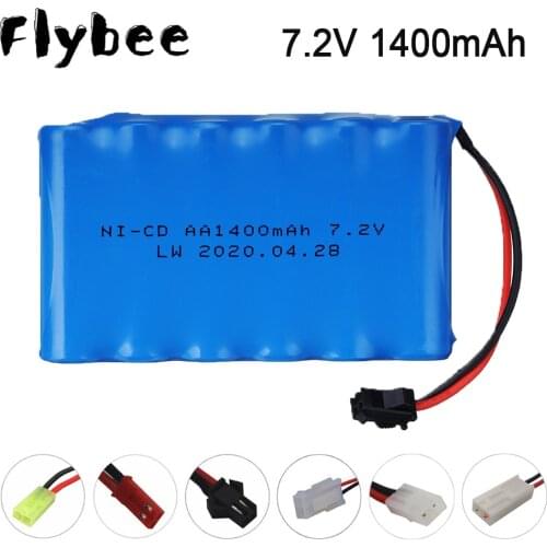 7.2v 1400mah NiCD Battery For RC toys Car Tanks Trains Robot Boat Gun Tamiya/SM Plug/EL-2P Ni-CD 6*AA 7.2v Rechargeable Battery