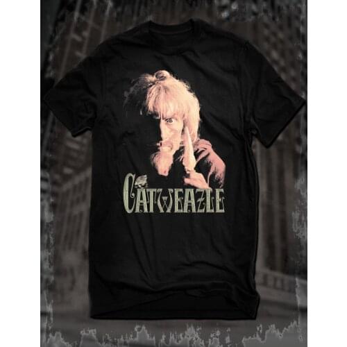 New Black Catweazle T-Shirt Cult Classic Tv Show Tee Fantasy Magic Seventies