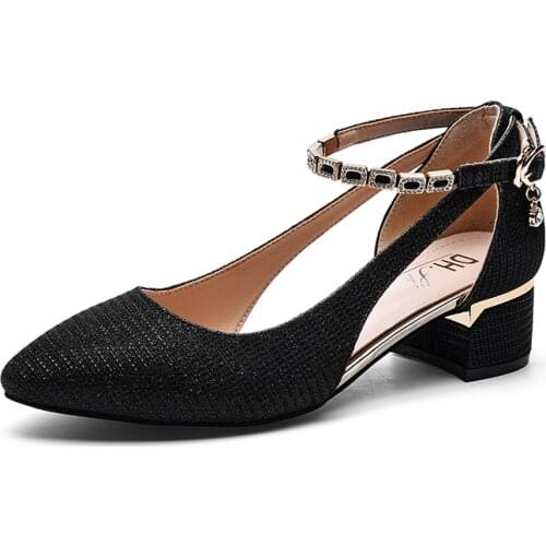 2021 New Fashion Women Shoes Women Sandals High Heels Sexy Thick Heel Womens Shoes Fairy Style Black Word Buckle Womens Shoes