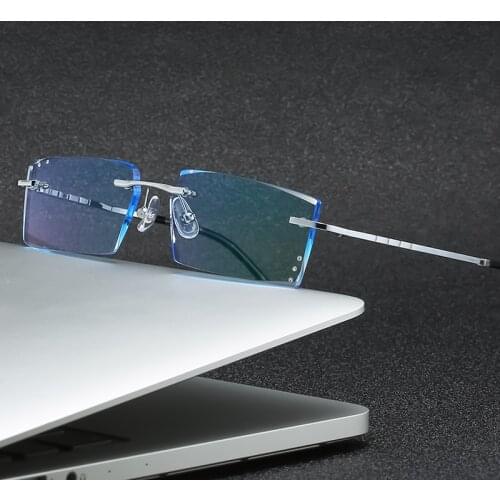 ZIROSAT 58076 Alloy Titanium Glasses Men New European Design Square Rimless Prescription Eyeglasses Eyewear Frame for Women