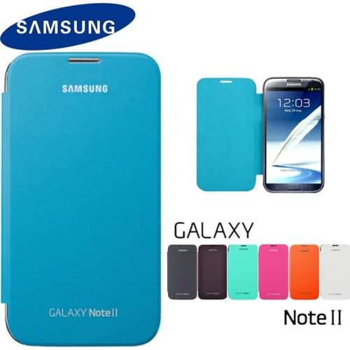 Original Samsung Flip Case for Samsung Galaxy Note 2 N7100 Leather Cover Shockproof Shell