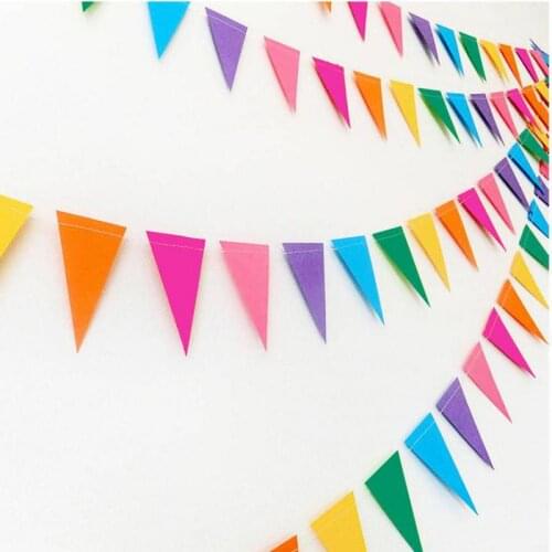 Wedding Decorations 4m Paper Garland Cardboard Triangular Flag On Paper For Baby Shower Birthday Party