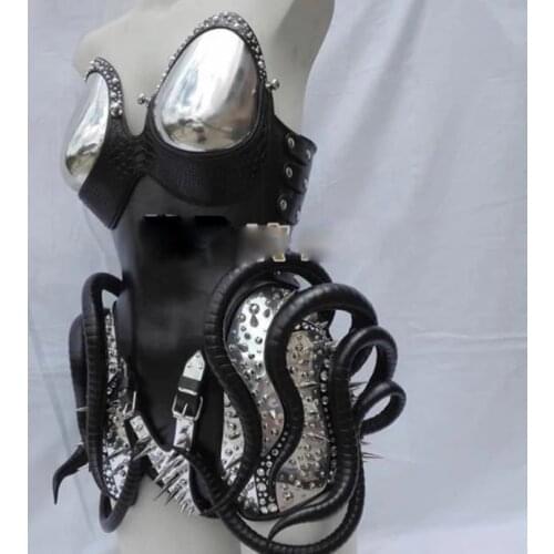 Technology future Stage show party warrior horns punk gogo costumes nightclub bar costume