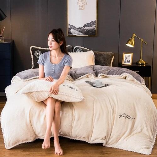 Dark Gray Solid Color Quilt Cover Home Textiles Flannel Bebe Quilt Cover Thick Bedding Winter Warm Quilt Cover