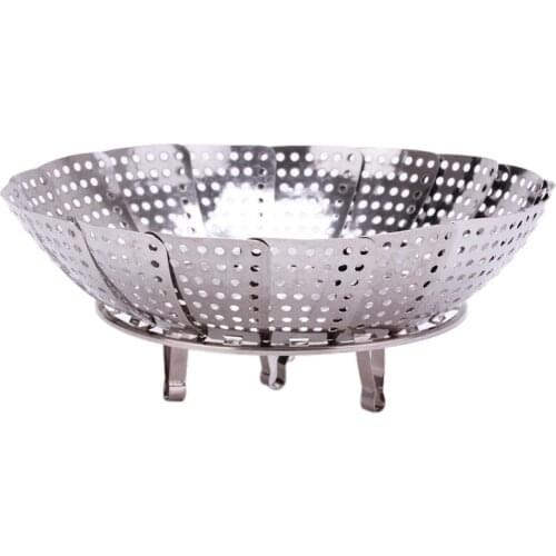 High Quality Stainless Steel Multifunctional Steamer Plate Silver Magic Retractable Folding Steaming Fruit Plate Disk