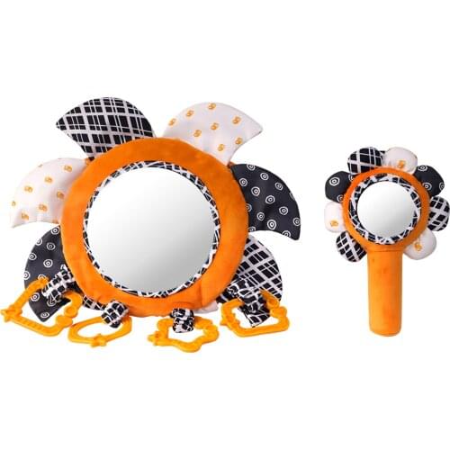 Tummy Baby Mirror Stroller Hanging ToyBaby Developmental Car Activity Mirror with tumama Plush Rattles Rings Stand Multifuntion