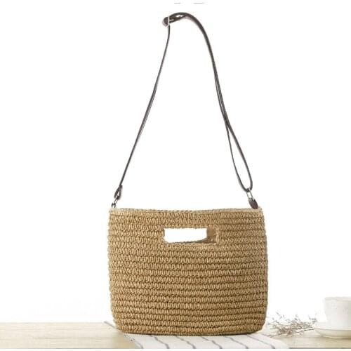 Womens Travel Tote Bag Summer Beach Retro Rattan Woven Handbag Household Storage Basket