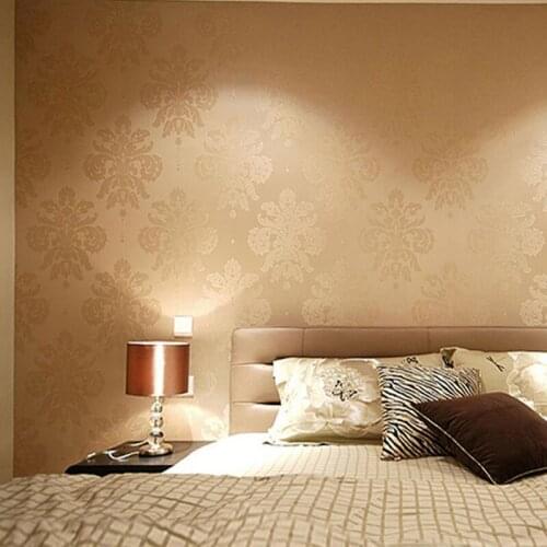 ZXqz 219 High quality European Fashion non-woven Wallpaper Roll Flocking Glitter Damask Wall paper For Living room Bedroom top
