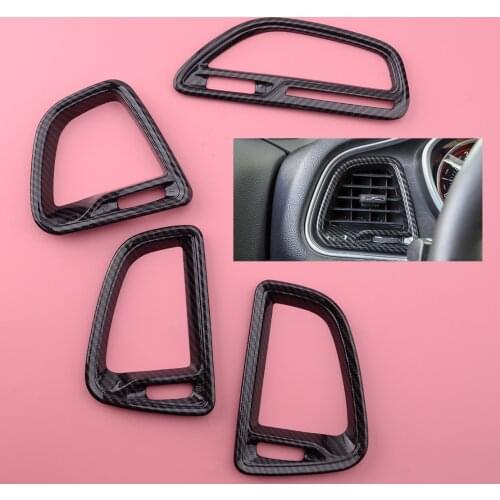 1 Set Center Console Air AC Vent Outlet Trim Cover Carbon Fiber Style ABS Fit For Dodge Challenger 2015 2016 2017 2018 2019 2020