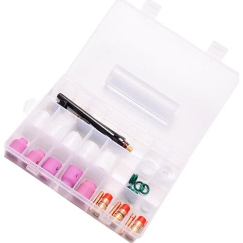 31Pcs/Set TIG Welding Torch Accessories Tools 6# - 12# Glass Cup Tig Gas Lens + O-ring Kit for WP-17/18/26 Welding Torch