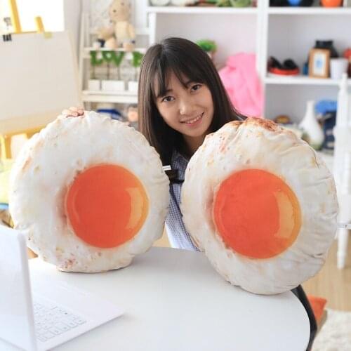 40/55cm Creative Fried Egg Plush Pillow Stuffed Egg Food Pillow Simulated Sofa Chair Decor Throw Pillow Kids Adults Nap Pillow