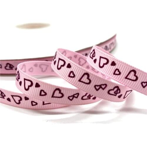 5Yards 10mm Grosgrain Ribbon Printed Heart-shaped Pattern For Christmas Wedding Decoration DIY Sewing Handmand Craft #04