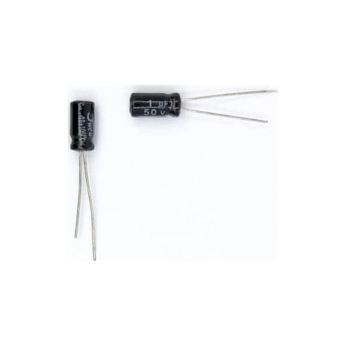 50PCS 50V 1UF 1UF 50V Electrolytic capacitor Size 5*11MM 50 V / 1 UF Aluminium electrolytic capacitor