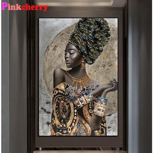 5D Diy Diamond Mosaic African Black Woman Graffiti Art Diamond Painting Full Square Round Diamond Embroidery portrait Girl