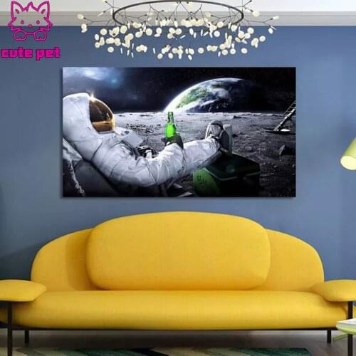 Astronaut on the moon Landscape DIY Diamond Painting Kits Full Drill Embroidery Cross Stitch Mosaic rhinestone Art Decor large