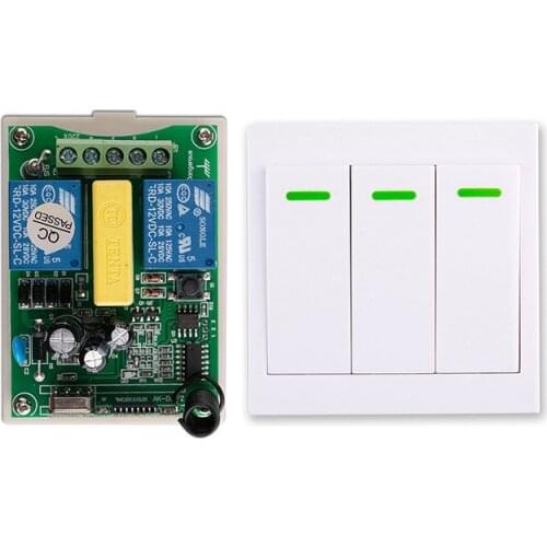 AC220V 2CH 10A Radio Controller Motor Positive &negative RF Wireless Remote Control Switch Receiver + wall Panel Sticky Remote