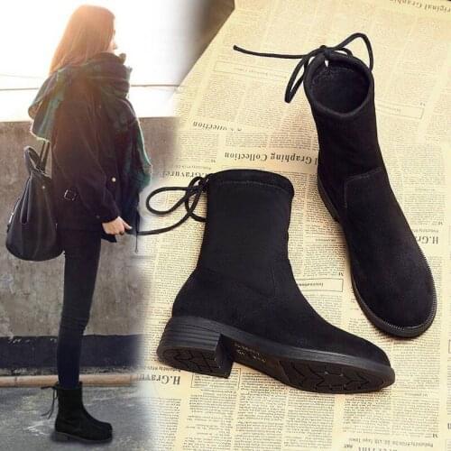 Winter Boots Women England High Street Vintage Real Leather Cowhide Suede Zipper Motorcycle Martin Boots Shoes Woman