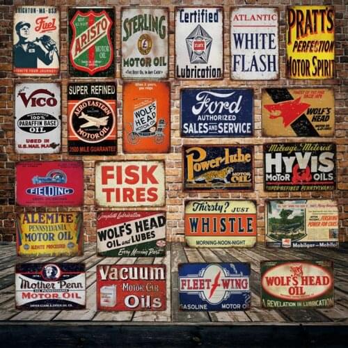 [ DecorMan ] Sterling Vacuum Motor oil Tires Power Lube TIN SIGN Custom wholesale Mural Paintings Bar PUB Decor LT-1859