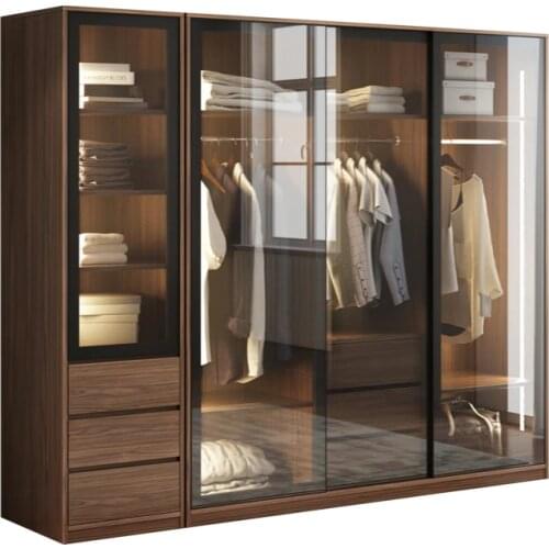 Wooden wardrobe cabinet Sliding door Sliding door Sliding door Glass door Large wardrobe corner Cloakroom