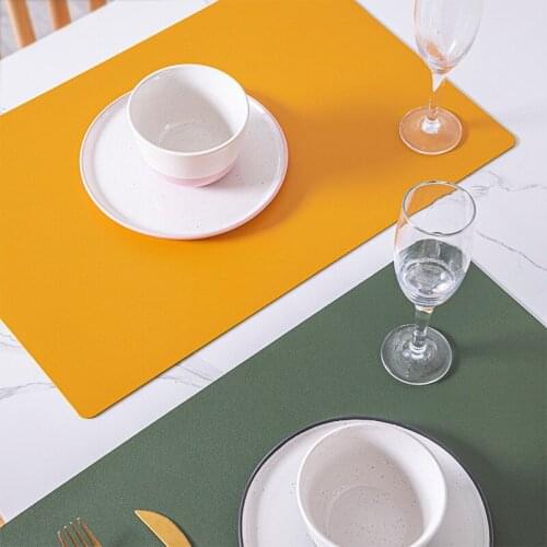 Two-color leather table mat Waterproof oilproof heat-resistant placemat non-slip Coaster wedding party table deco pad