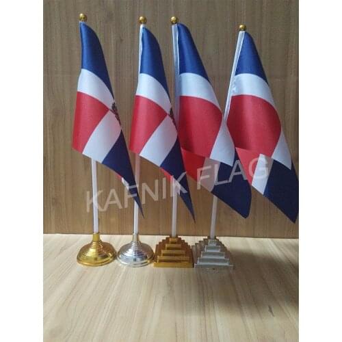 KAFNIK,5/10pcs a lot Dominican Republic table desk flag banner 14*21cm flag /Plastic flags or suction cups for your choice fre