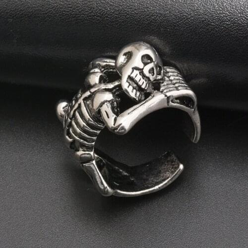 Punk Halloween Skeleton Skull Ring For Lovers Unisex Retro Hip Hop Animal Opening Ring Creative Party Jewelry Accessories Gift