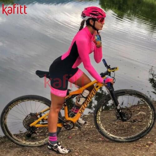 Kafit WLong Sleeve Cycling Jersey Suit Womens Jumpsuit Mountain Bike Cycling Clothing Sweatshirt Macaquinho Ciclismo Feminino