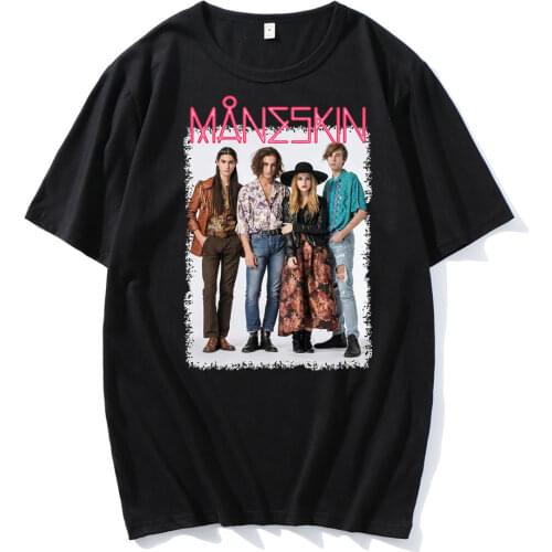 2021 Hot Sale Anime Oversized Tee Maneskin Printed O-neck Shirt Funny Comfortable Casual Cotton Oversized Daily Fashion Tshirts