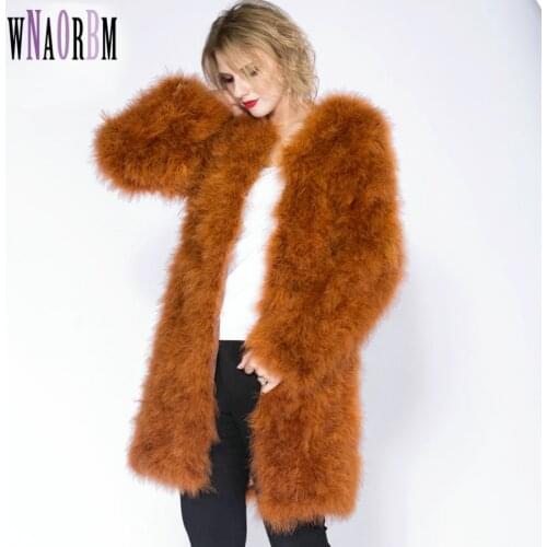 2021 90cm Hot Sale Ostrich Wool Fur Plus Size Women Coat Feather Fur Women Winter Jackets and Coats Casaco De Pele