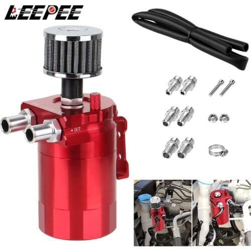 LEEPEE Oil Catch Can With Filter Fuel Tank Reservoir Baffled Oil Tank Aluminum Universal Car Accessories