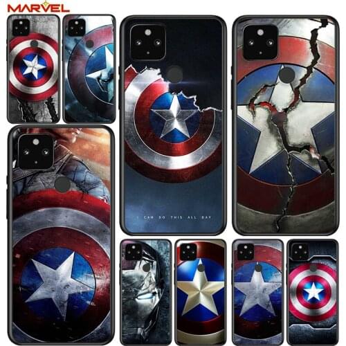Avengers Shield Marvel Shockproof Cover for Google Pixel 5 5A 4 4A XL 5G Black Phone Case Shell Soft Fundas Coque Capa