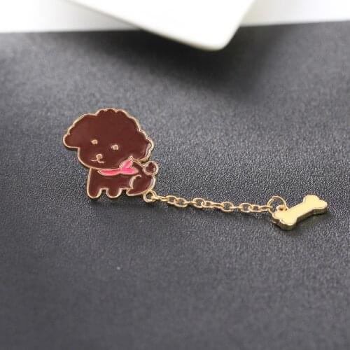 Cartoon Enamel Brooch Animal Dog Puppy Teddy Bulldog Dog Bone Pendant Set Brooch Personality Cowboy Shirt Pin Needle Jewelry