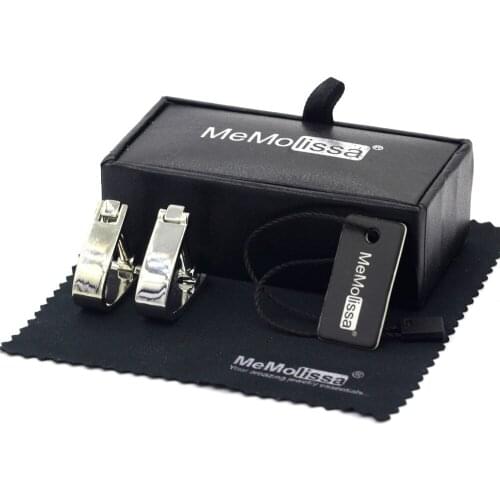 MeMolissa Display Box Cufflinks Fashion Cuff Links For Wedding Silver Color Mens Shirt Cufflinks Free Tag & Wipe Cloth