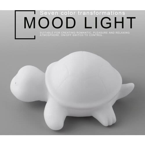 PVC Novelty Cute Off White Multi-Color Change LED Light Turtle Mood Lamp Night Glow ON/OFF Switch to Control Relaxing Atmosphere