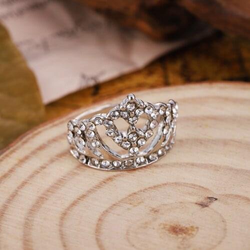 New Crown Shape Rhinestone Crystal Rings Anniversary Women Girl Wedding Bridal Party Ring Jewelry engagement ring Fashion