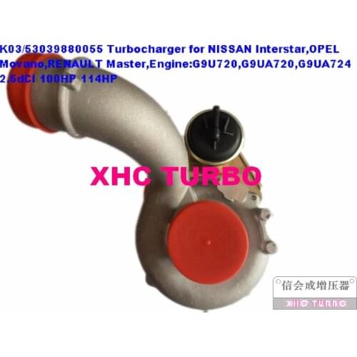 NEW K03/53039880055 Turbocharger Turbo for Nissan Interstar Renault Master Opel Movano G9U 2.5dCI 100HP 115HP