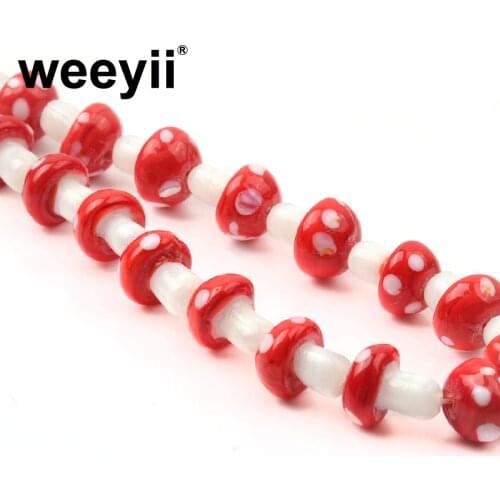 Lovely Mushroom Shape Handmade Lampwork Loose Spacer Beads For DIY Jewelry Making Bracelet Earrings Accessories