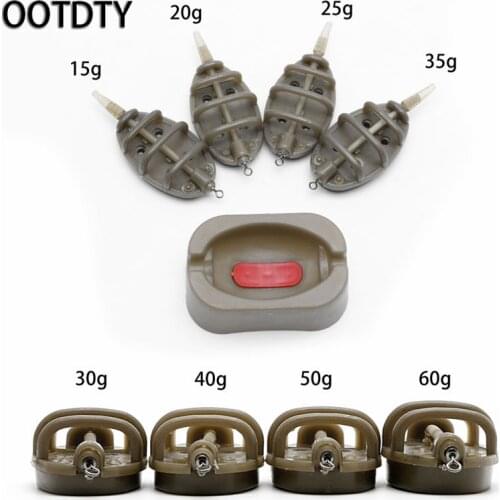 OOTDTY Inline Method Carp Fishing Feeder 4 Feeders 15/20/25/35g 30/40/50/60g Mould Set