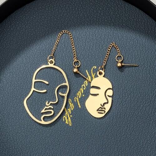 Punk Retro 2021Korea Hot Sale Woman Earrings Irregular Face Ladies Earrings Metal Stainless Steel Female Earrings Ear Studs Gift