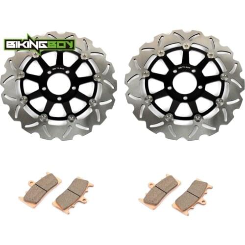 BIKINGBOY Front Brake Discs Rotors Disks + Pads For Kawasaki Ninja ZX6R 98 99 00 01 ZX-6R 636 02 ZX9R 1998 1999 GPZ 900 R 99-02