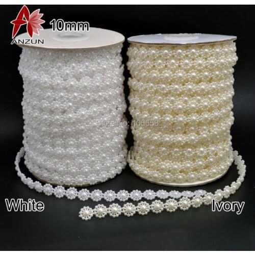 High Quality 10mm Flat Back Plastic flower Pearl Trim Half pearl flower Beads Sewing For Wedding Clothing Crafts