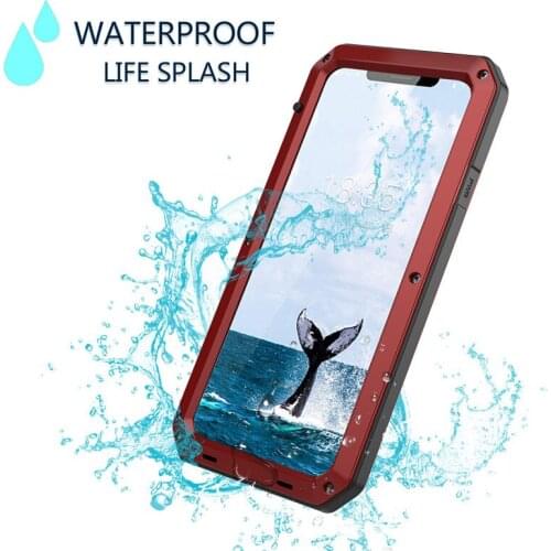 For iPhone XR XS Max Shockproof Doom Armor Shockproof Metal Case for iPhone X Xs Max Anti-knock Heavy Duty Cover Screen Glass
