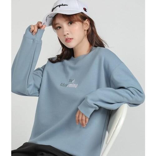 Round-neck Pullovers loose Hooded Sweatshirts Pink Female Letter print Casual Fleece women Hoodies Solid color Autumn Winter
