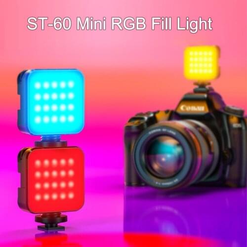 ST-60 2500-9000K RGB Video Light 2000mAh Rechargeable Photo Camera Lamp Dimmable LED Camera Light for Photographic Lighting