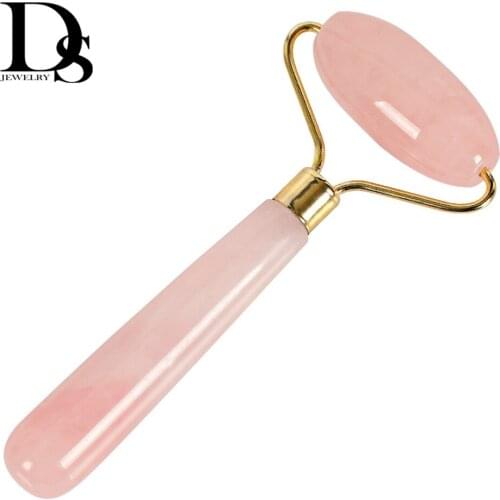 Natural Crystal Facial Roller Jade Rose Quartz Massager GuaSha Wrinkle Removal Stick Body Head Foot Beauty Face Lift tool