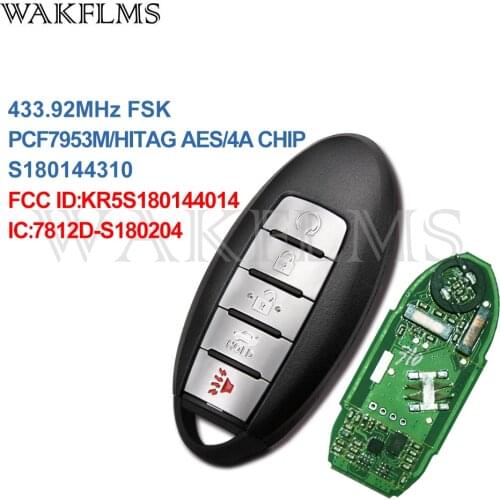 S180144310 Smart Remote Car Key 433MHz PCF7953M For NISSAN Altima Maxima Infiniti QX60 2015 2016 2017 2018 2019 KR5S180144014