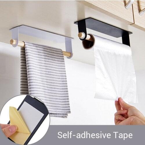 Self-adhesive Kitchen Bathroom Towel Bars Rag Hanging Rack Tissue Holder