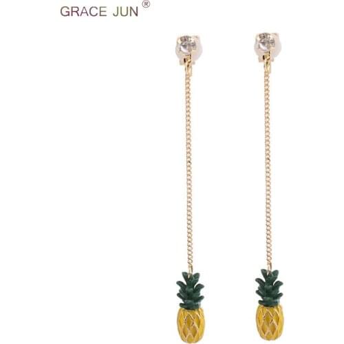 Korea Style Kiwi Peach Lemon Pineapple Watermelon Grape Enamel Fruit Clip on Earrings No Pierced Fashion Luxury No Hole Earrings