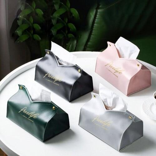 Nordic Leather Tissue Box Pumping Box Living Room Home Creative Tissue Tube Car Desktop Paper Pumping Box